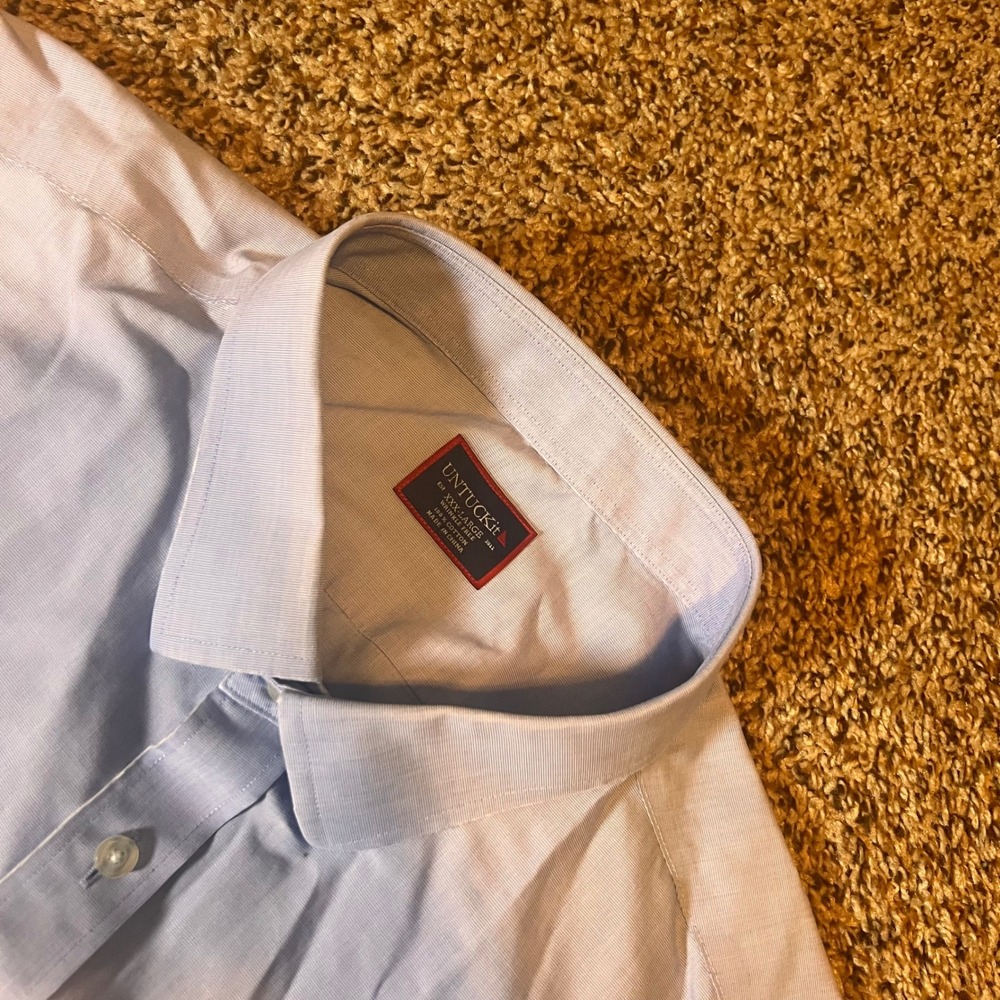 UNTUCKit XXX Large Mens Blue Short Sleeve Wrinkle Free Button Up Shirt